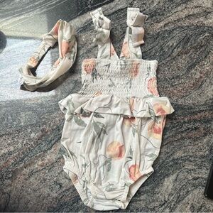 Jessica Simpson One Piece in Floral with Headband 18 Months